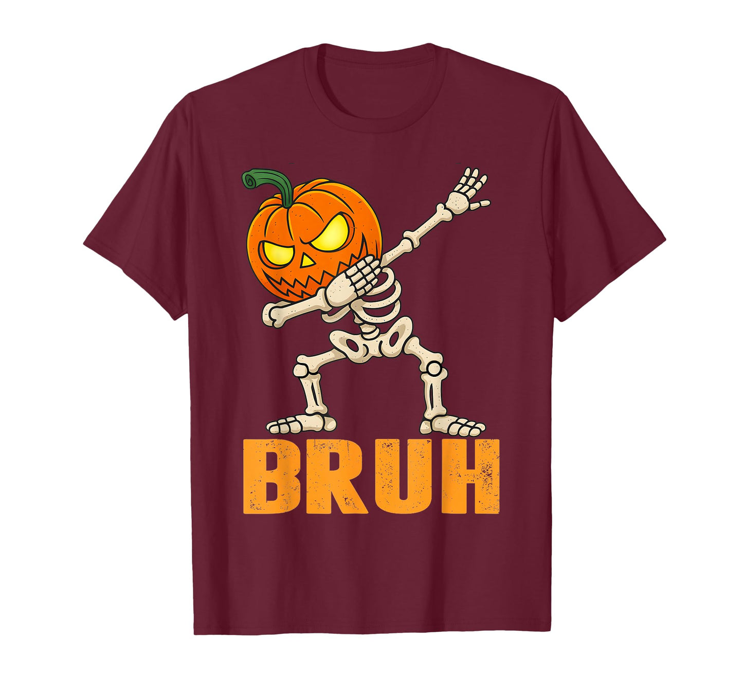 Bruh Skeleton Halloween Dabbing Boys Pumpkin Jack O Lantern T-Shirt