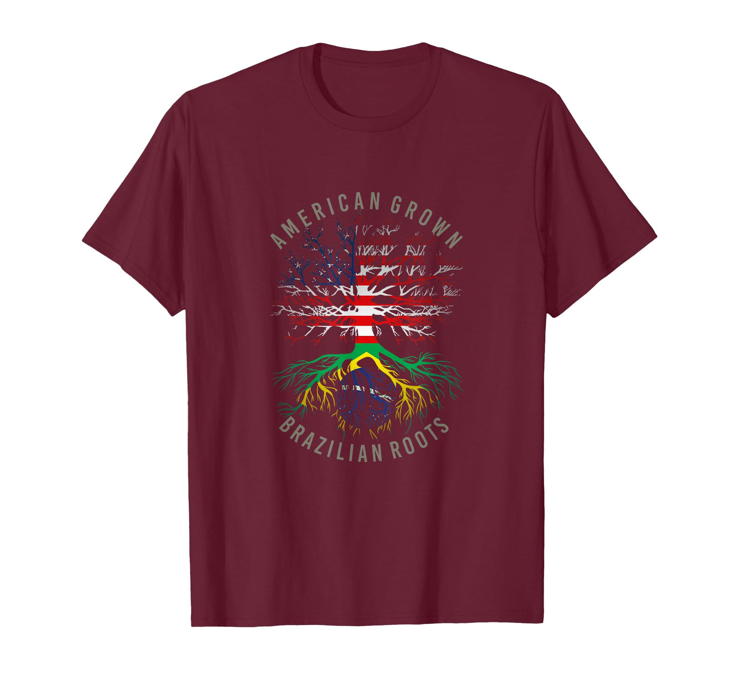American Grown Brazilian Roots USA Brazil Flag Heritage Tree T-Shirt