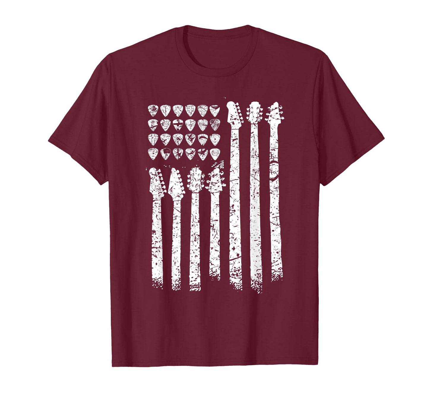 Patriotic American Flag Guitar Guitarist Gift Musician T-Shirt