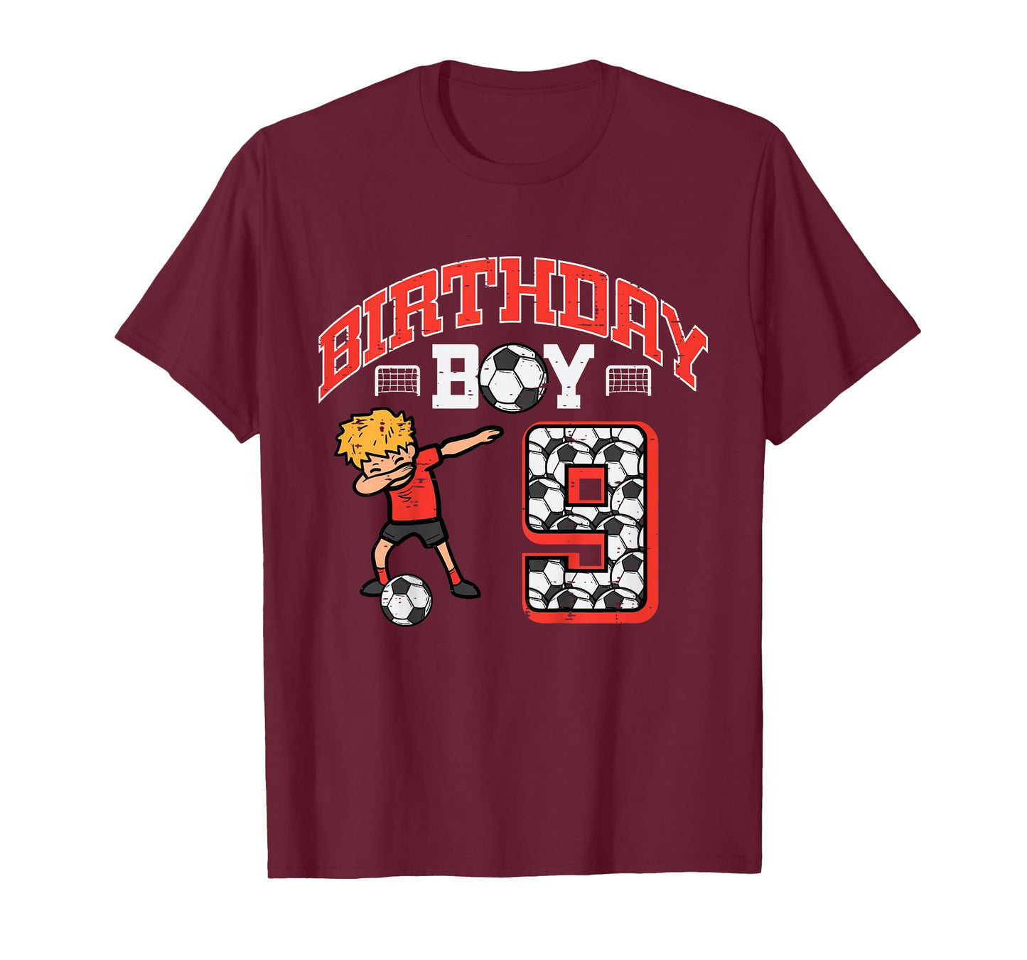Kids Birthday Boy 9 Soccer Dab 9th Nine Year Old Bday Sports Boys T-Shirt