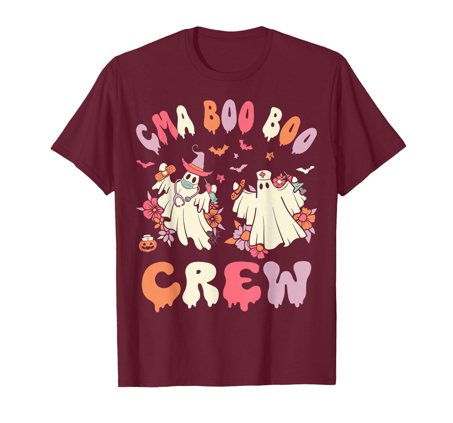CMA Boo Crew Retro Halloween Ghost Nurse T-Shirt