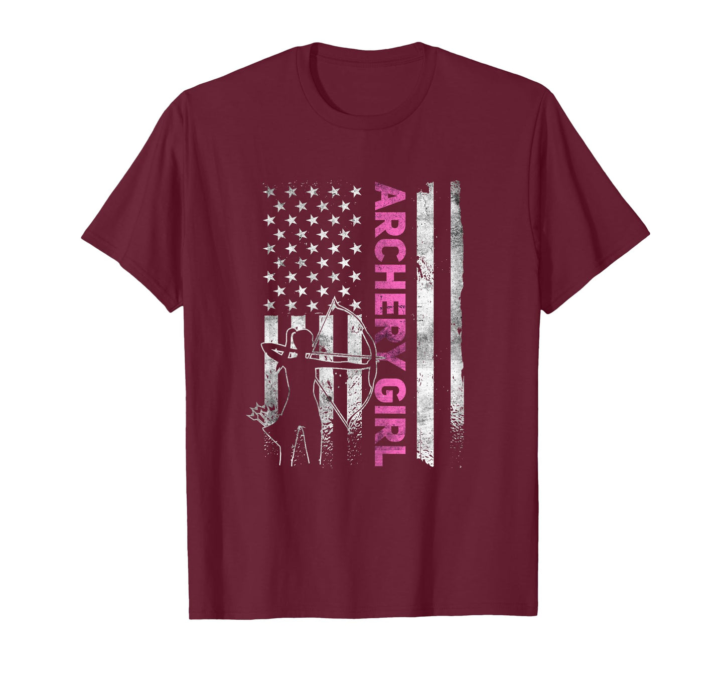 Retro American Archery Girl Apparel US Flag Female Archer T-Shirt