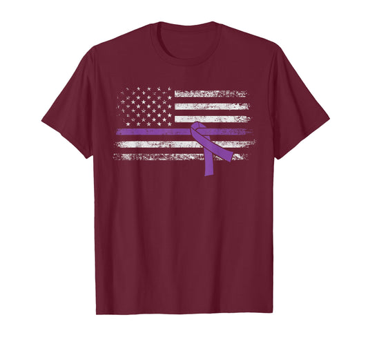 Pancreatic Cancer Awareness American Flag T-Shirt T-Shirt