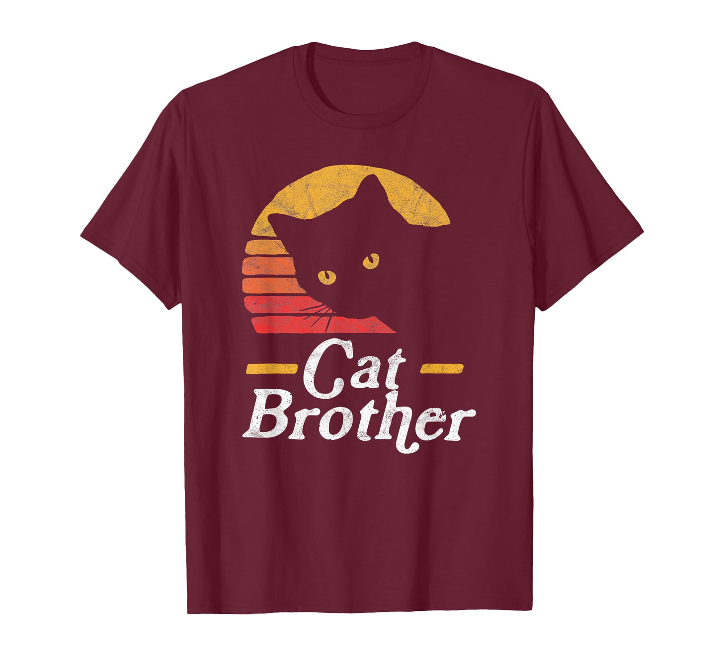 Cat Brother Vintage Eighties Style Sun Cat Retro Distressed T-Shirt