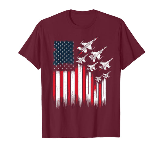 Patriotic Fighter Jets USA Flag 4th of July Jets Lover T-Shirt