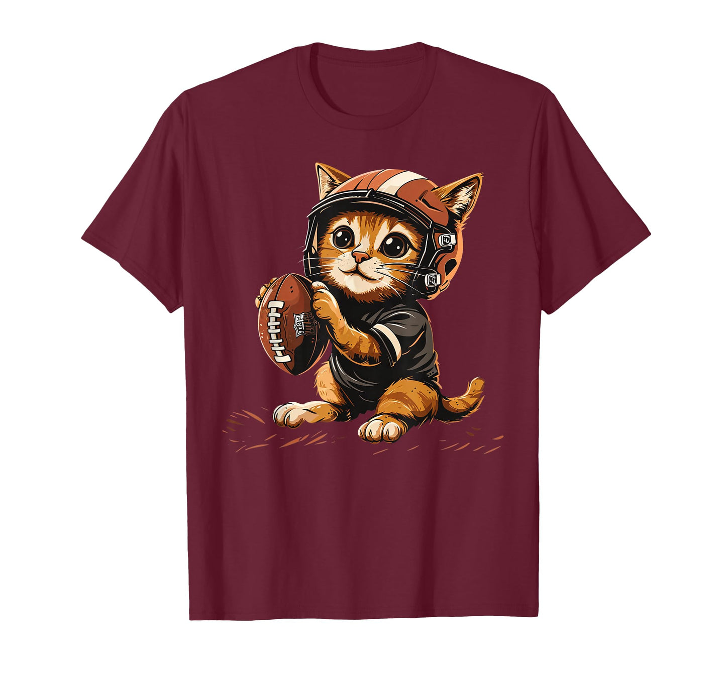 Cute Football Cat on Football player T-Shirt for Men Women Kids