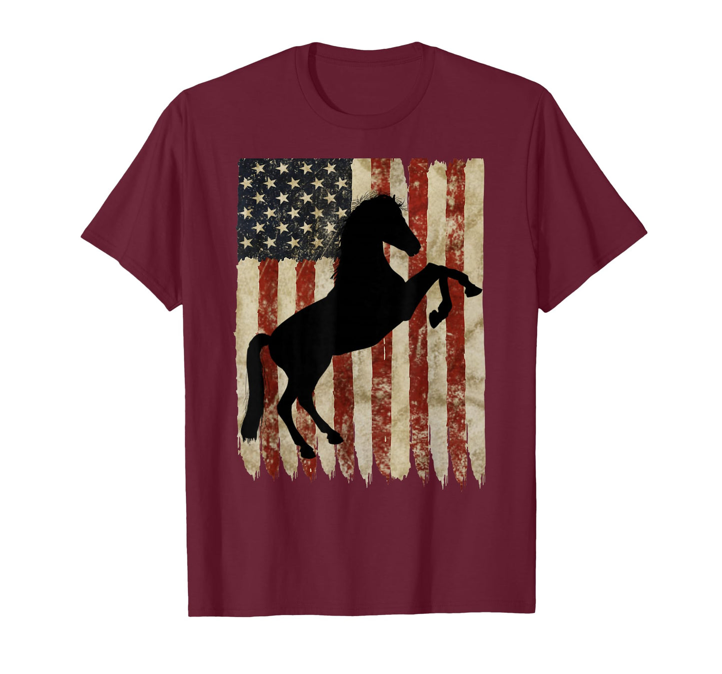 Horse Rider American Flag USA Patriotic Stallion Equestrian T-Shirt