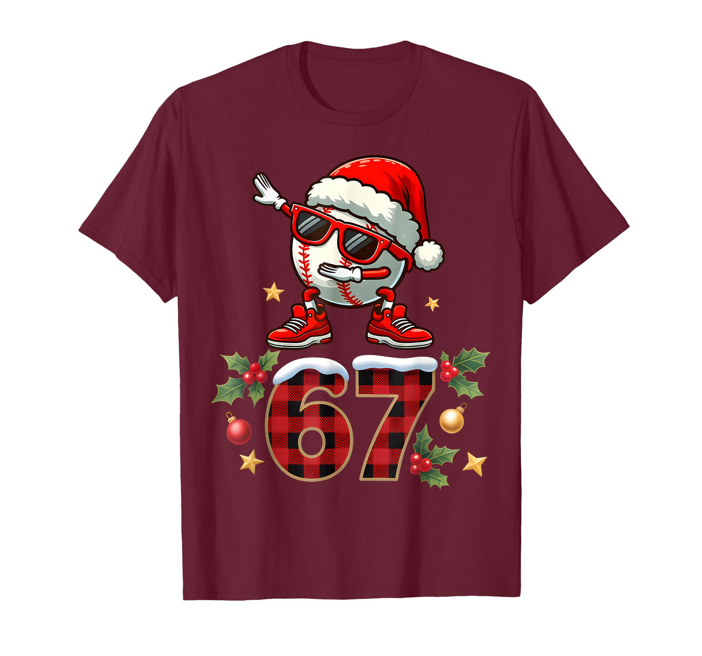 67 Six Seven Meme Christmas Baseball Dabbing Men Boy Kids T-Shirt
