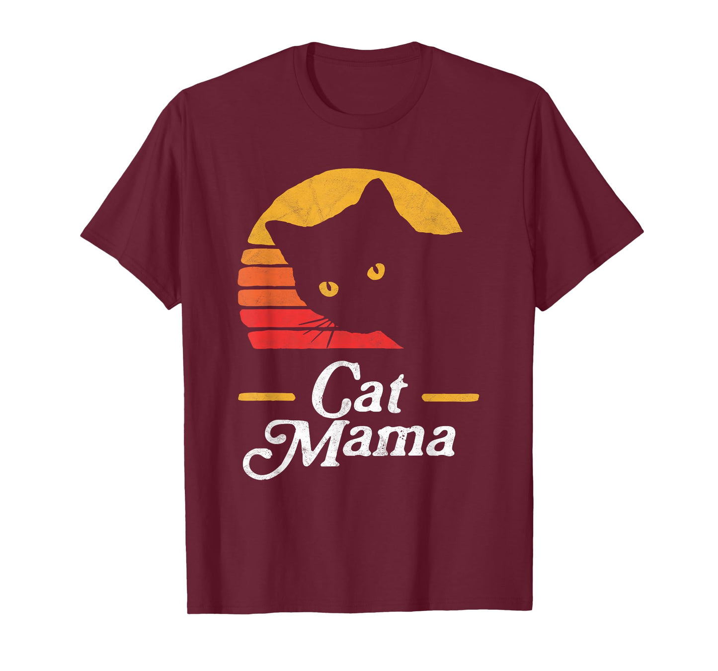 Cat Mama Vintage Eighties Style Cat Retro Distressed T-Shirt