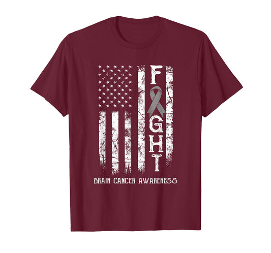 Brain Cancer Warrior US Flag T-Shirt