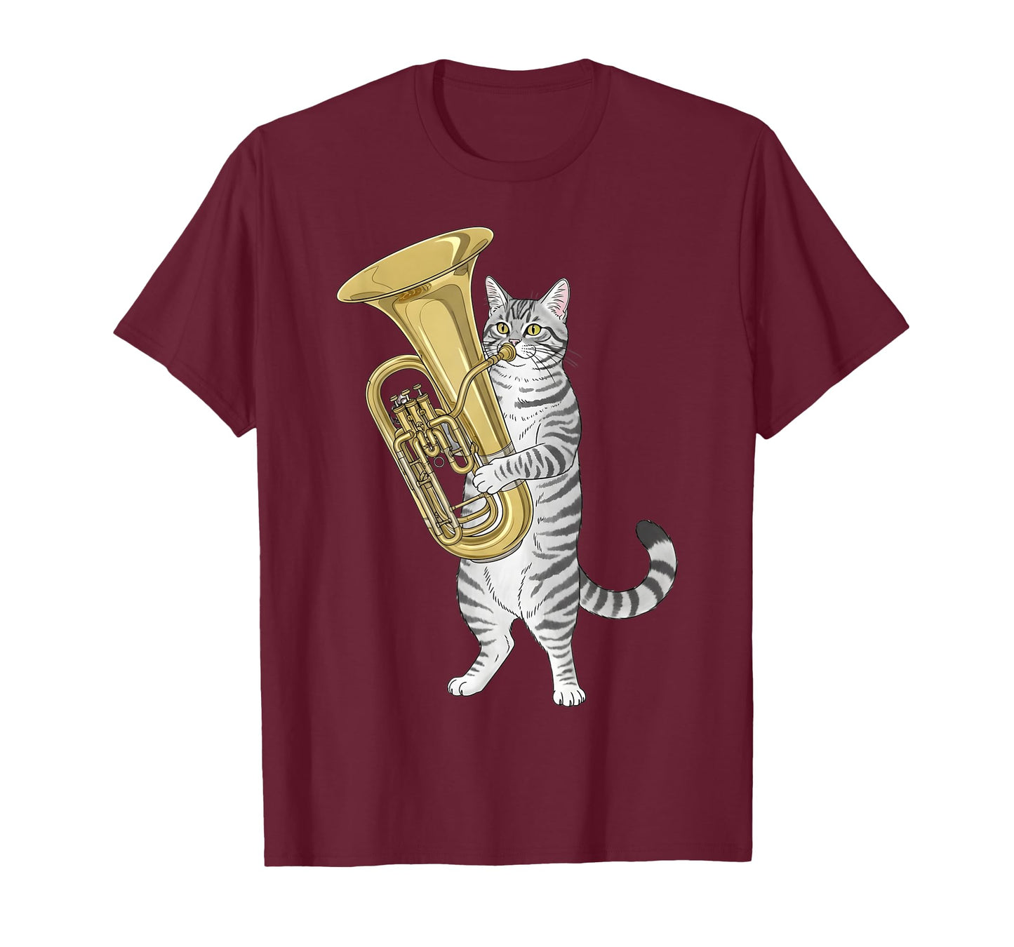 Funny Cat Playing Tuba Marching Band Men Women Girls Boys T-Shirt
