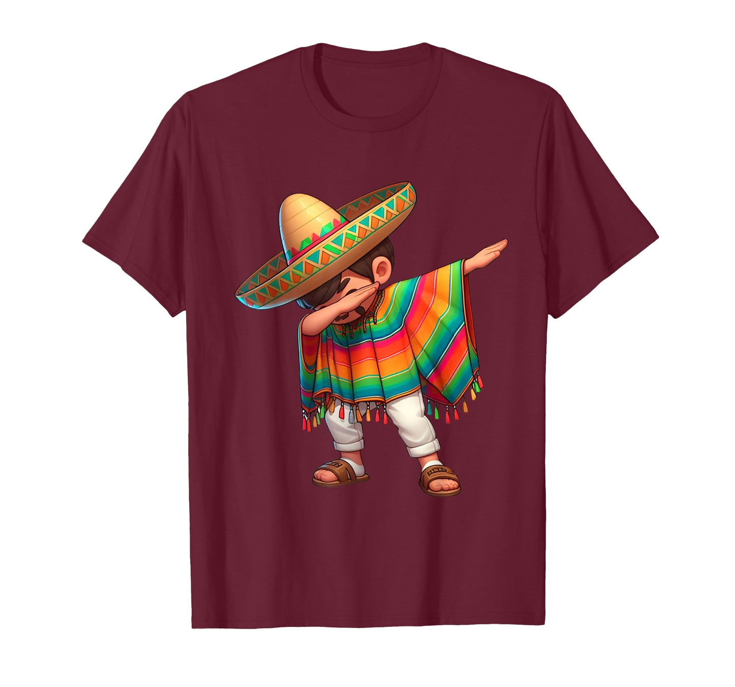 Dabbing Mexican Poncho Cinco de Mayo Boys Men Sombrero Dab T-Shirt