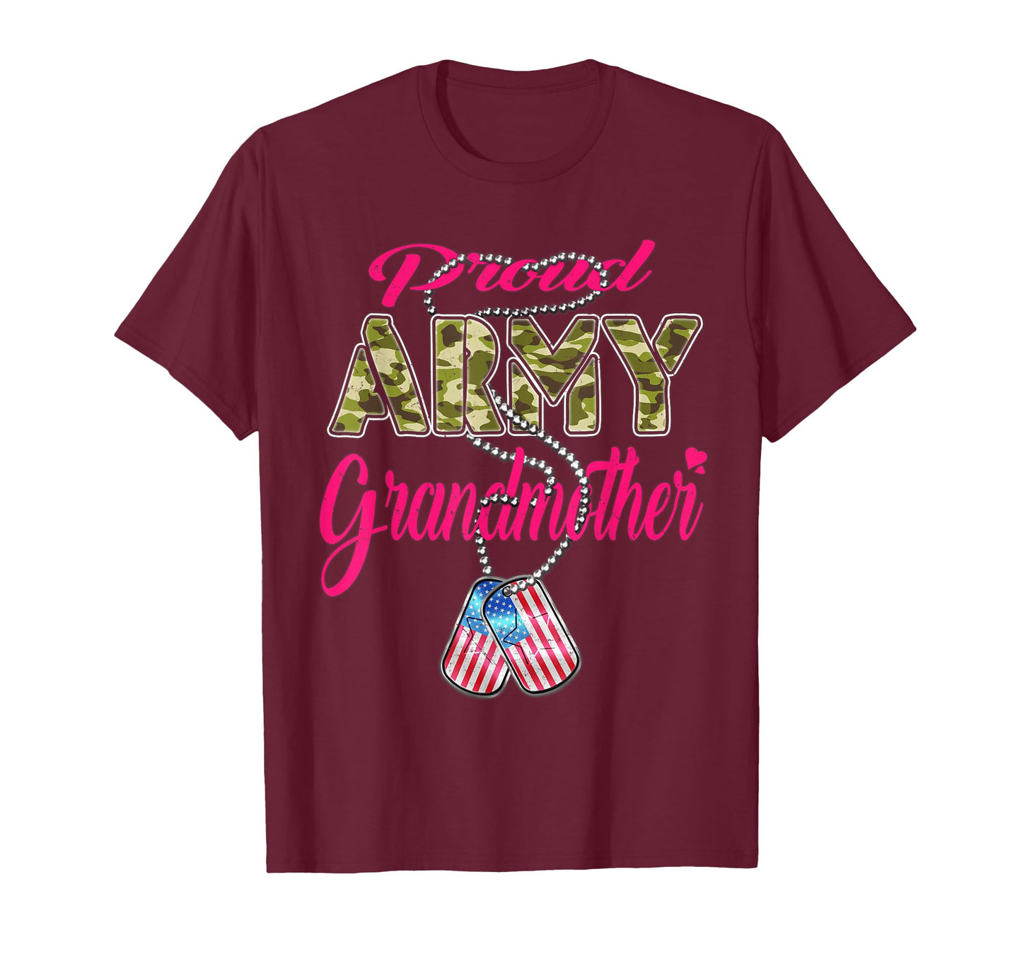 Proud Army Grandmother Camo US Flag Dog Tag Military Grandma T-Shirt