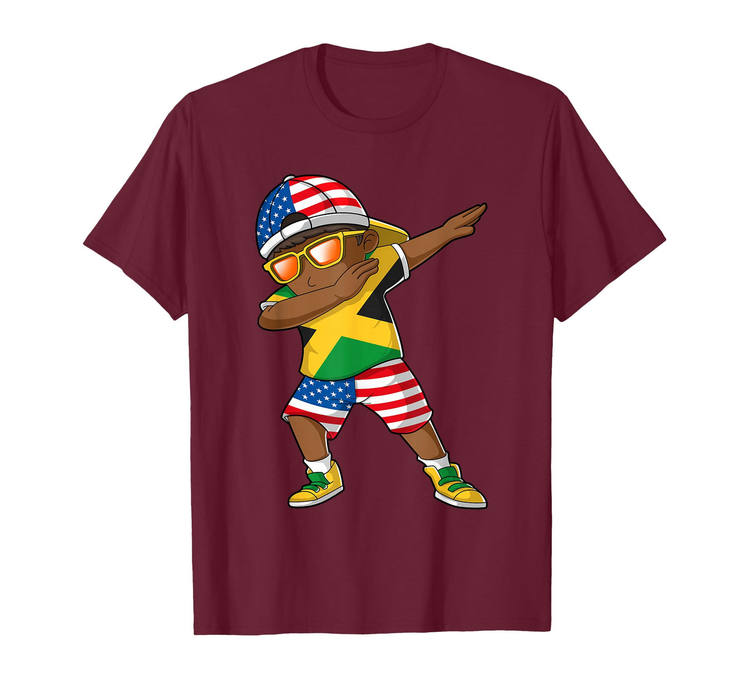 Half American Half Jamaican Boy Kid Jamaica Flag Patriotic T-Shirt Small