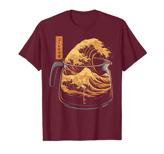 Coffee & Japan Art Lover Tee Kanagawa Wave Of Coffee Humor T-Shirt