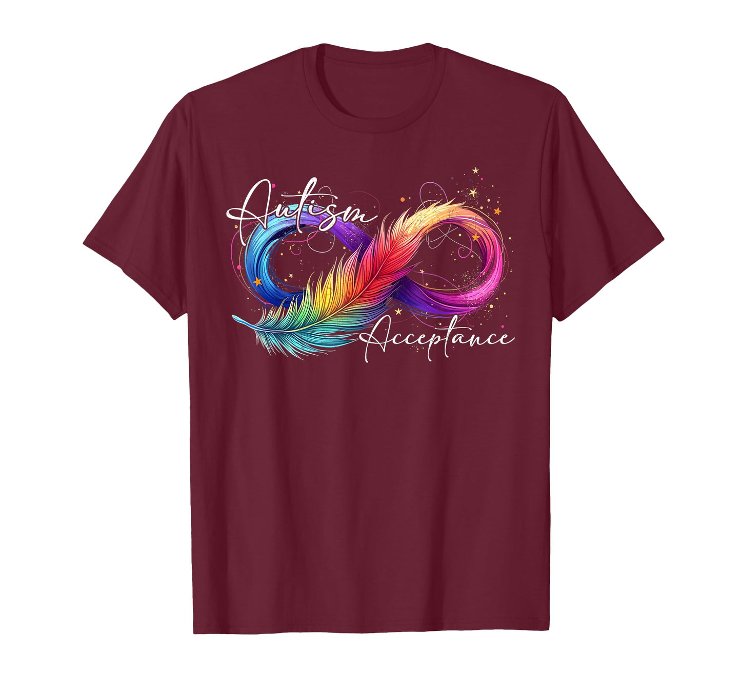 Autism Feather Infinity Rainbow Awareness T-Shirt
