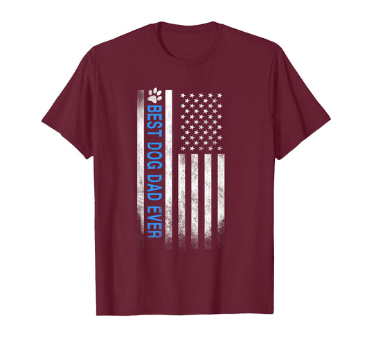 Best Dog Dad Ever American Flag T-Shirt Gift for Best Father T-Shirt for Women Girls Kids Men