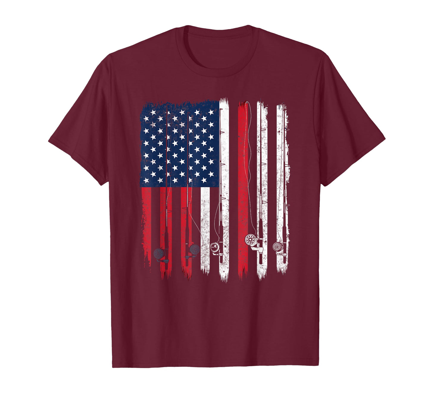 American Flag Fishing Rod Fishing T-Shirt