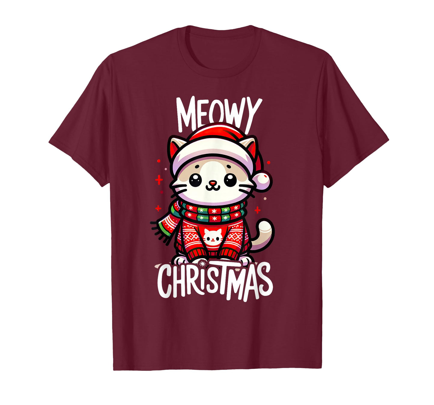 Meowy Christmas Cat Lover Funny Festive Holidays Cute Kitten T-Shirt