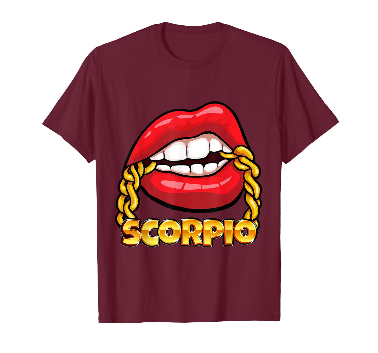 Juicy Lips Gold Chain Scorpio Zodiac Sign T-Shirt