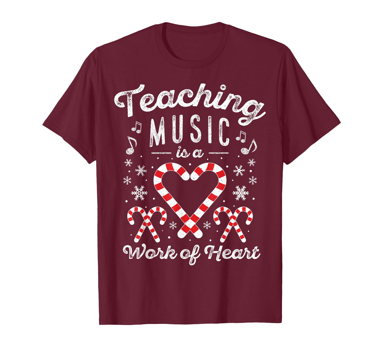 Christmas Candy Cane Work of Heart Choir Band Music Teacher T-Shirt
