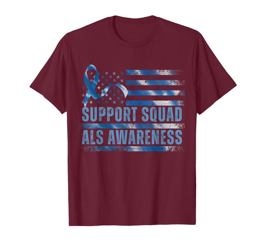 Support ALS Awareness Month USA American Flag Men Dad T-Shirt