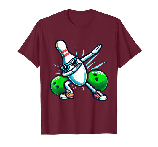 Bowling Pin Dabbing Sunglasses Bowler Player Men Kids Boys T-Shirt
