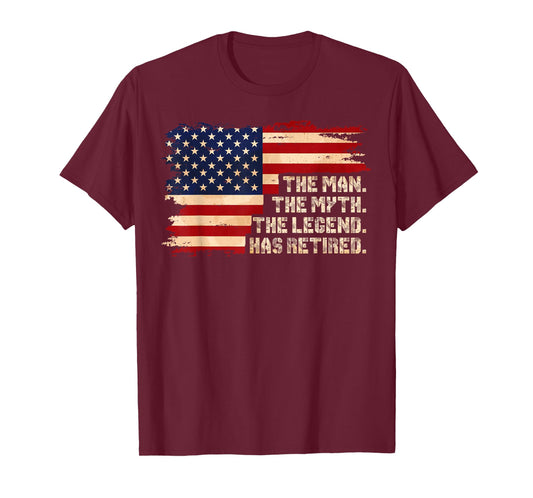 Retirement The Legend Has Retired American Flag for Men Male T-Shirt