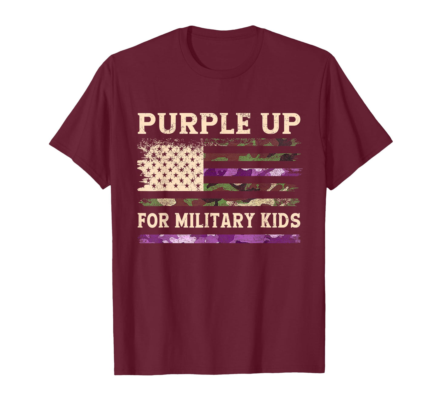Purple Up for Military Kids Military Child Month USA Flag T-Shirt