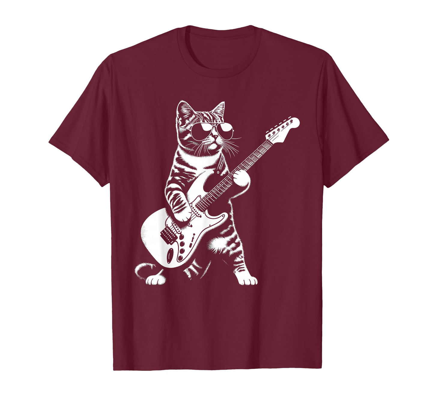 Guitar Cat Novelty Rock Music Band Concert Funny Cat T-Shirt