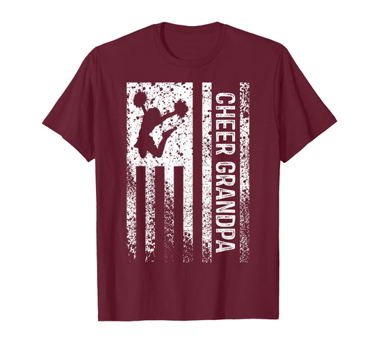 Cheer Grandpa Vintage American Flag Cheerleader Squad T-Shirt