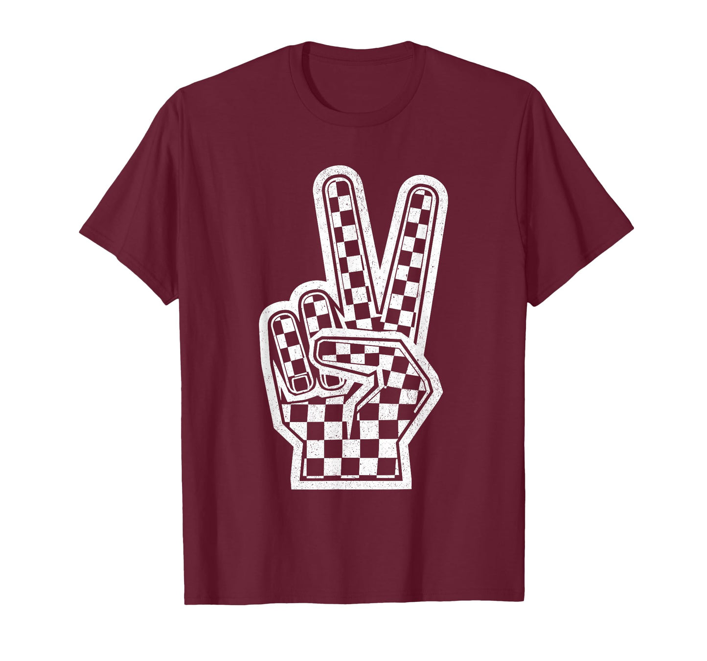 Checkered Peace Sign Shirt Vintage Racing Flag Kids Boy Girl T-Shirt