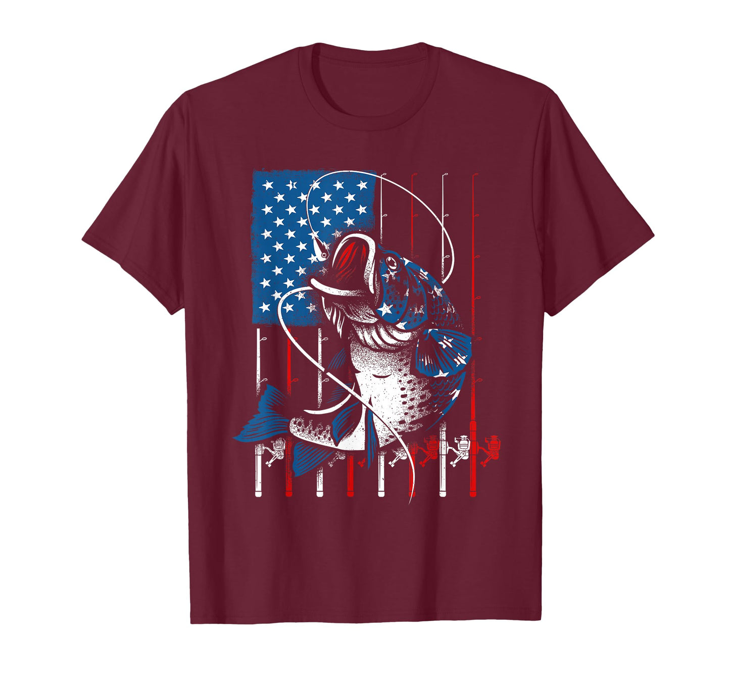 Cool Fishing for Men Women American Flag USA Fish Lover T-Shirt