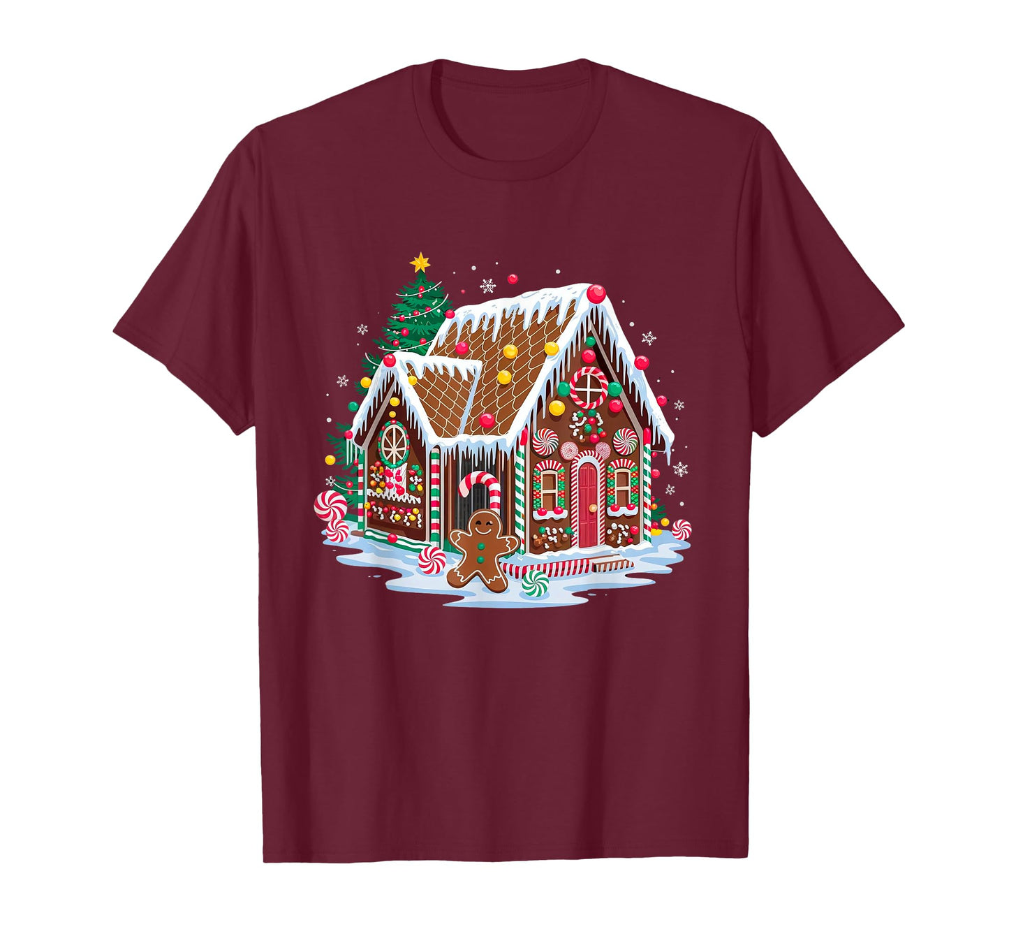 Christmas Gingerbread House Candy Cane X-Mas Pajamas Party T-Shirt