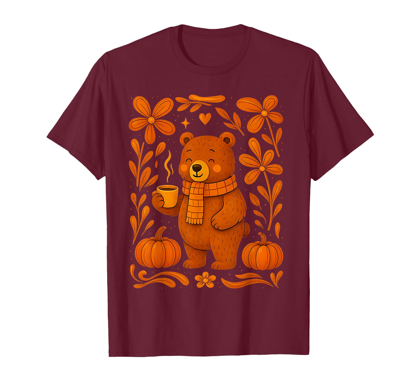 Cute Bear Fall Autumn Season Pumpkin Halloween Vibes T-Shirt
