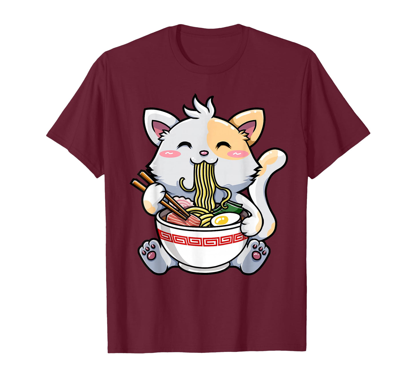 Kawaii Ramen Cat Japanese Anime Clothes Cute Noodle T-Shirt