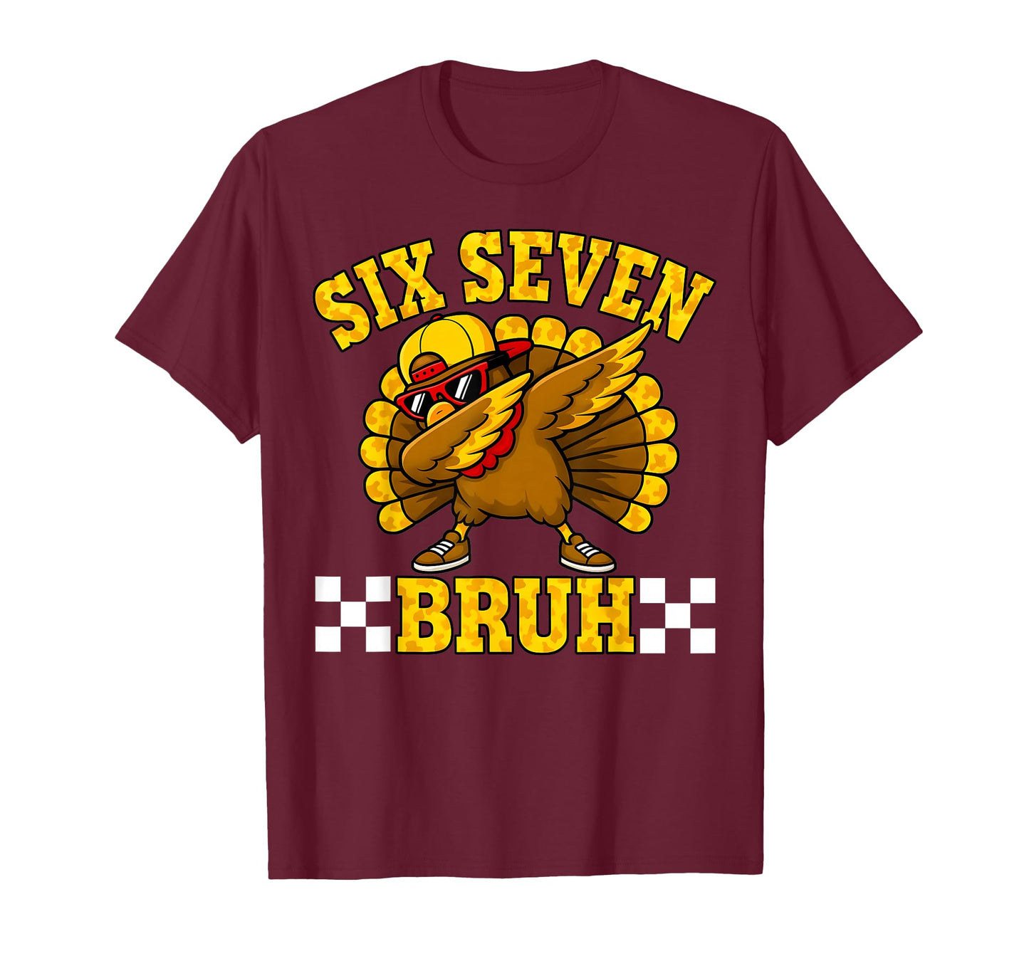 Six Seven Bruh Dabbing Turkey Thanksgiving 67 Meme T-Shirt