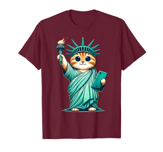 Cute Kawaii Cat Statue of Liberty I Love New York NYC T-Shirt