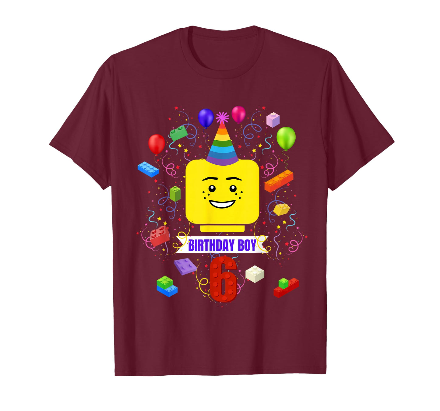 Building Bricks 6th Birthday Boy 6 Master Builder Blocks T-Shirt
