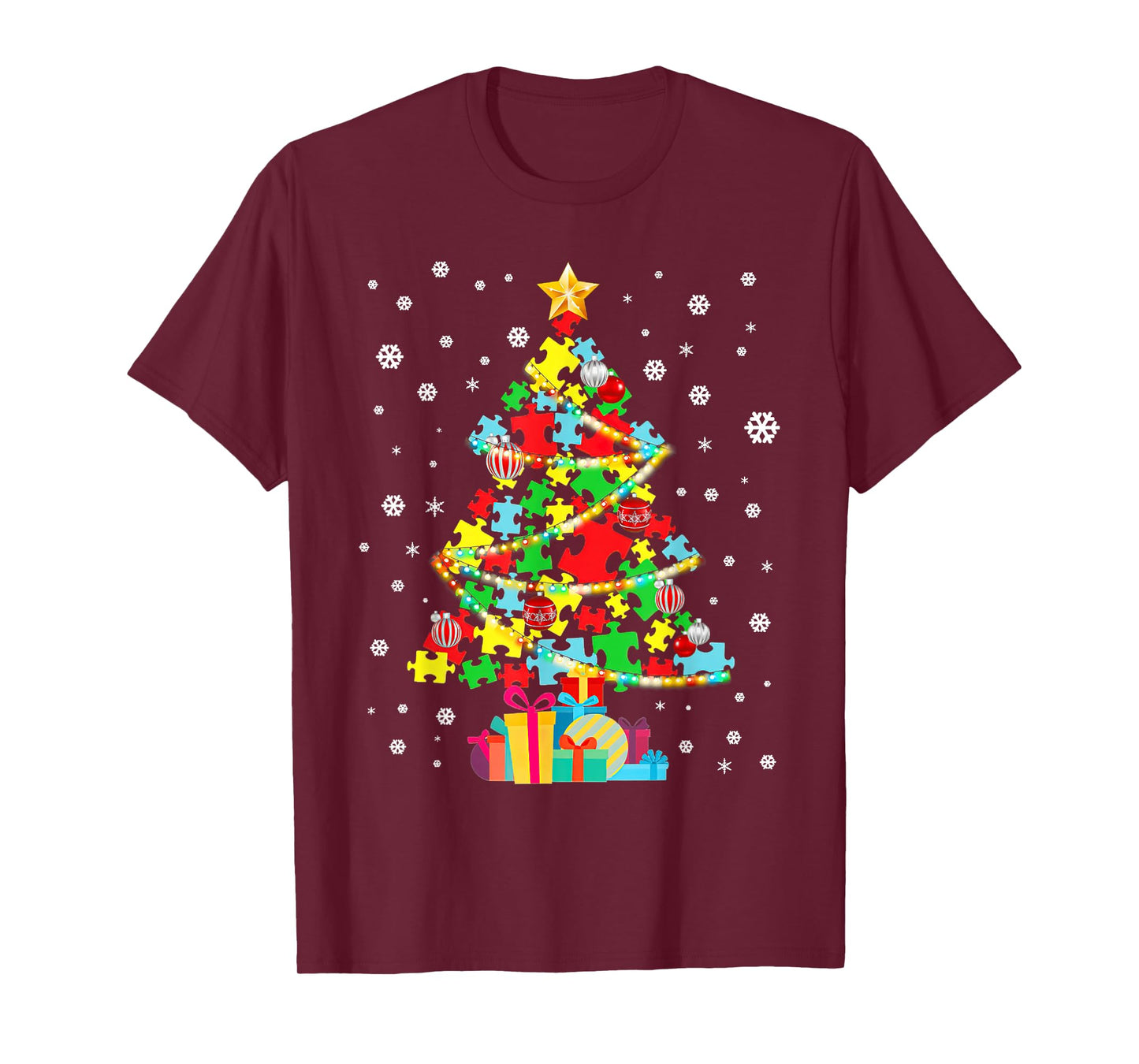 Autism Tree Christmas Pajama Autism Awareness Holiday T-Shirt