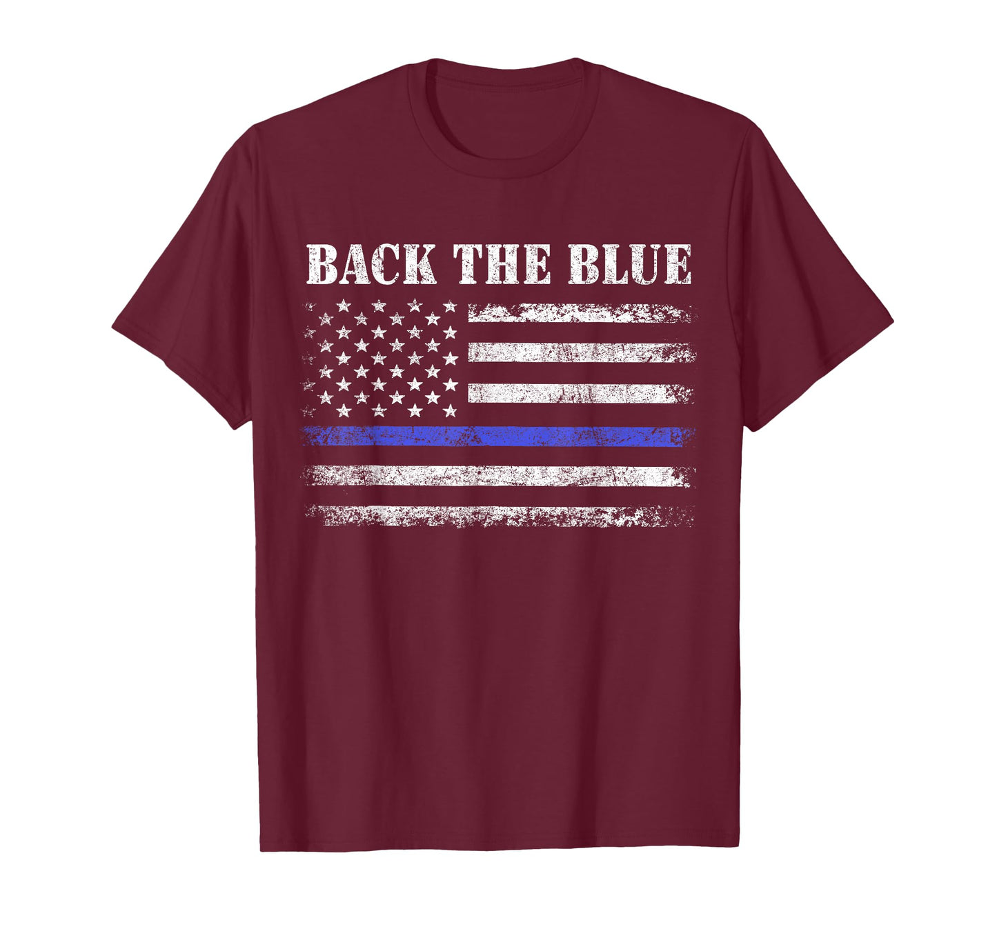 Back The Blue Thin Blue Line American Flag Police Support T-Shirt