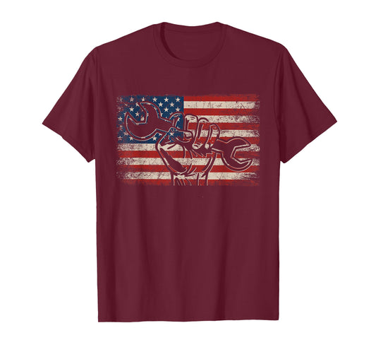 American Mechanic US Flag American Worker Patriotic Mechanic Women Men T-Shirt