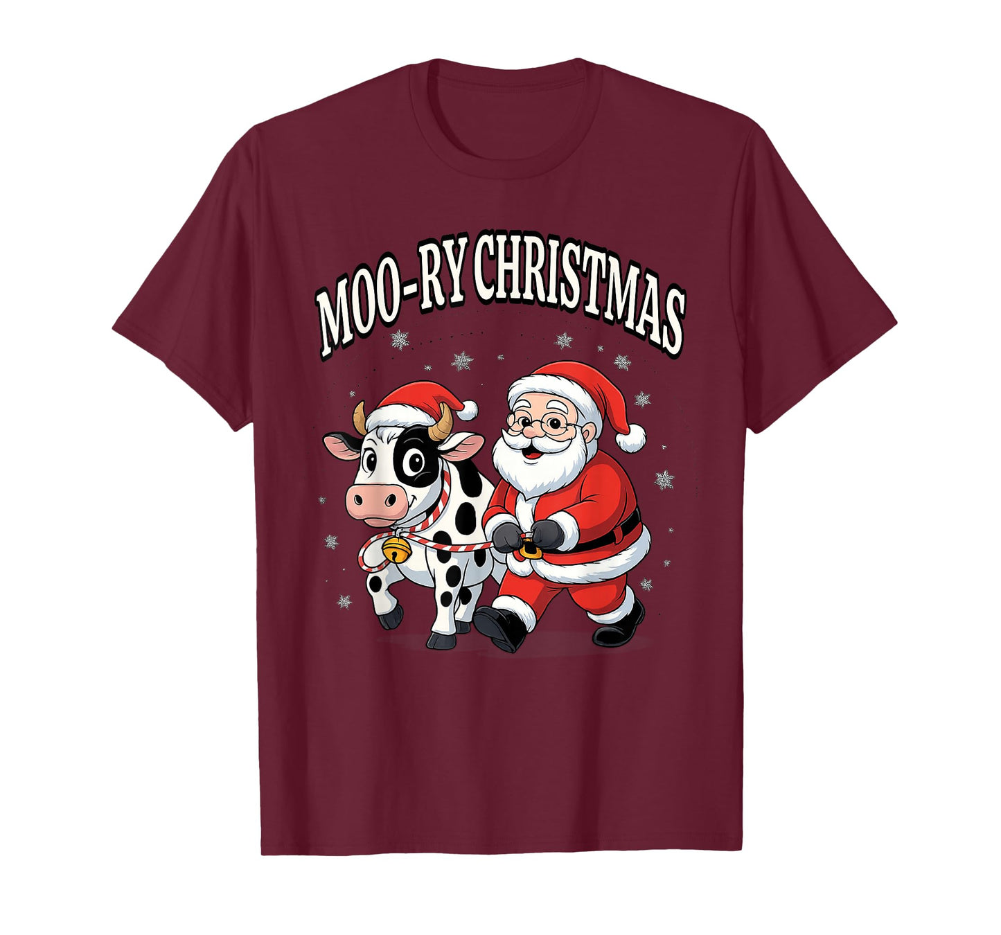 Funny Christmas Shirts - Cow Moo-ry Xmas Santa T-Shirt