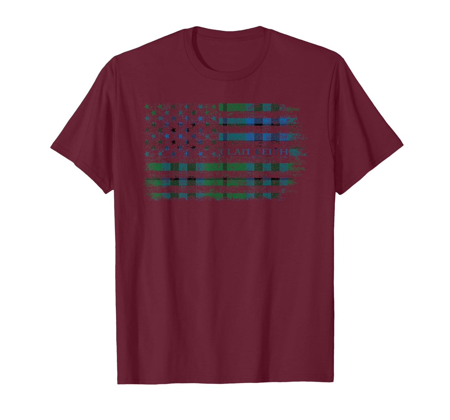 Clan Keith Scottish tartan US flag kilt Scotland T-Shirt