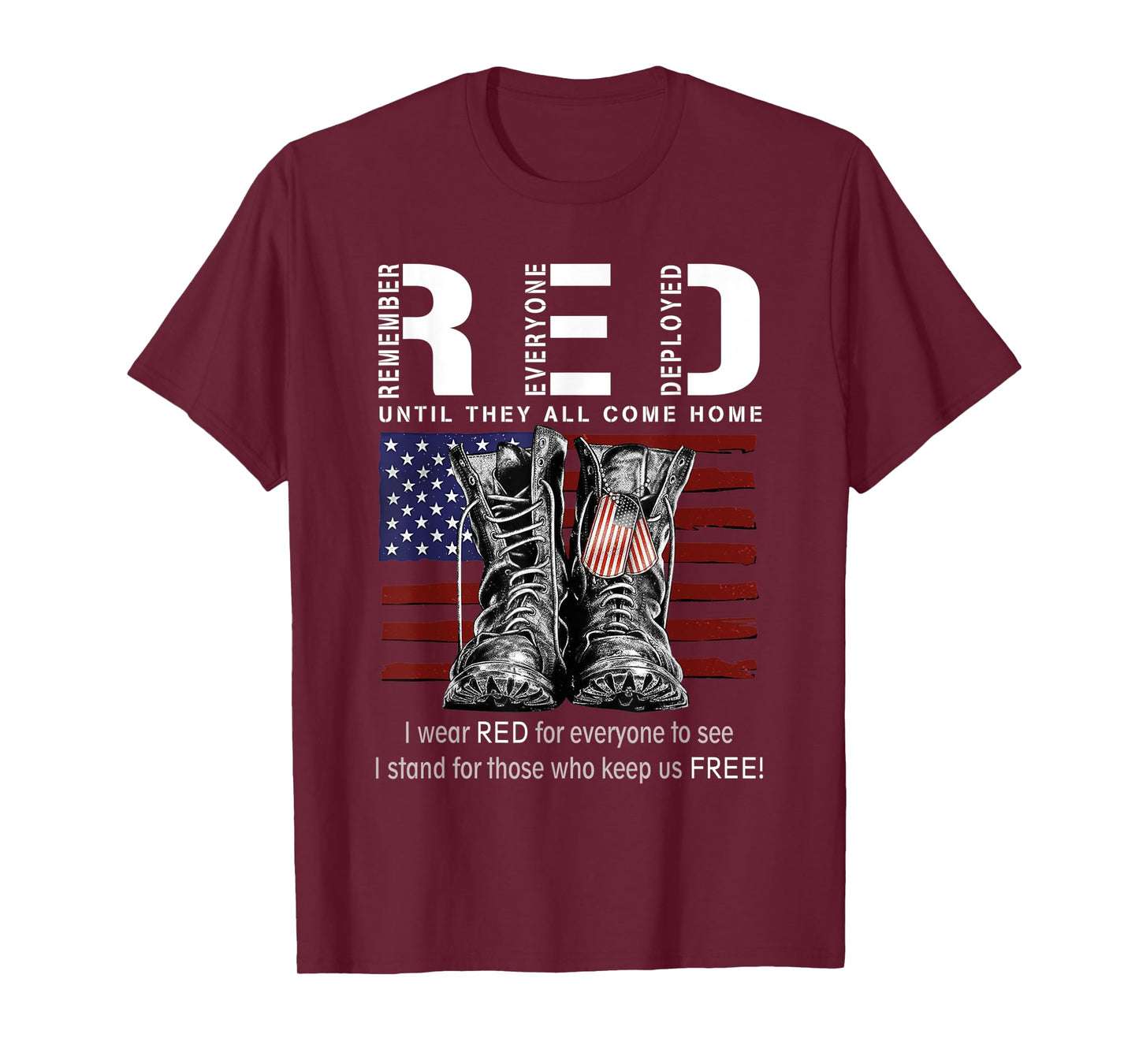Red Until They All Come Home USA Flag T-Shirt