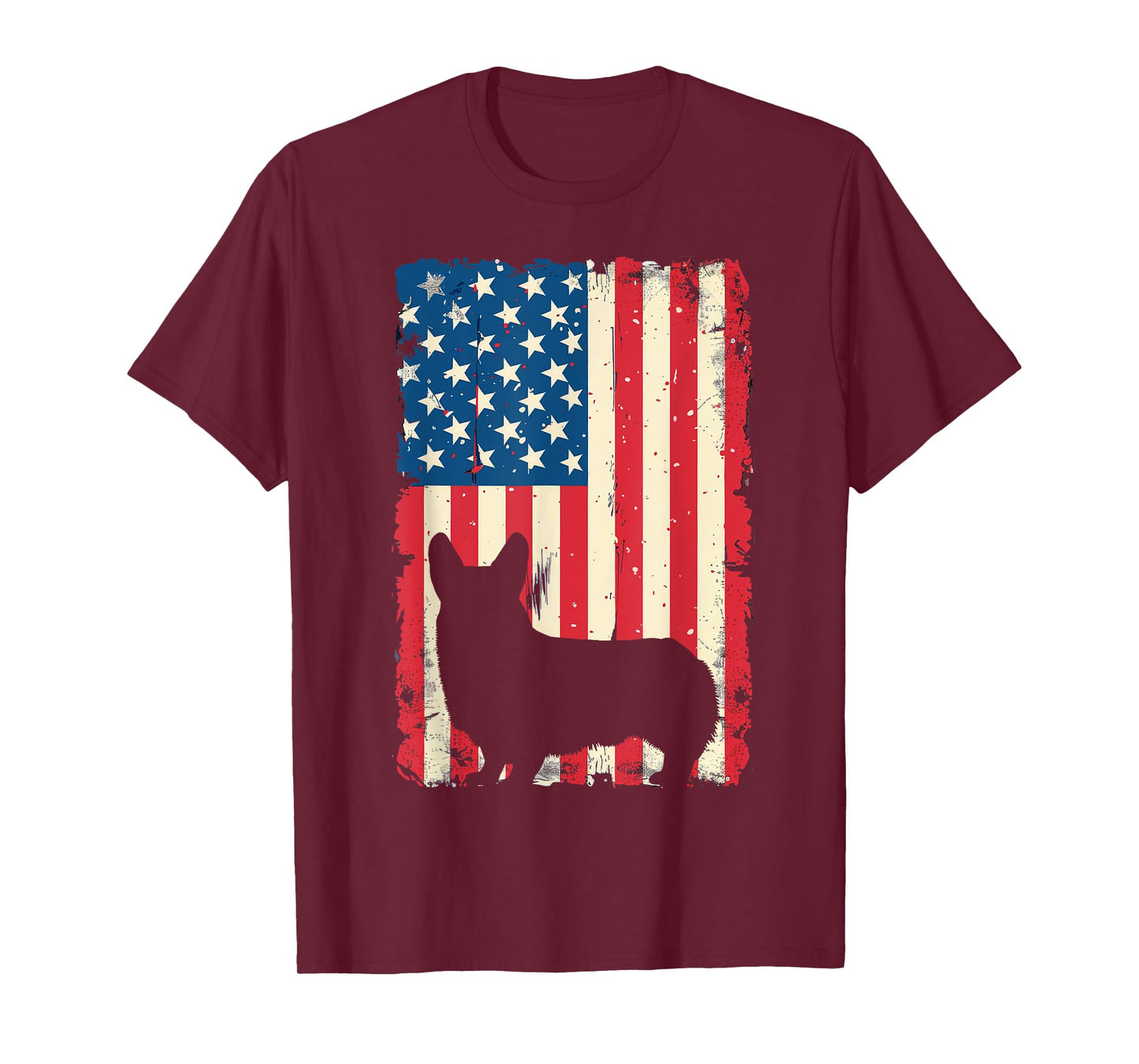 Patriotic Corgi Dog Lover 4th of July USA American Flag T-Shirt