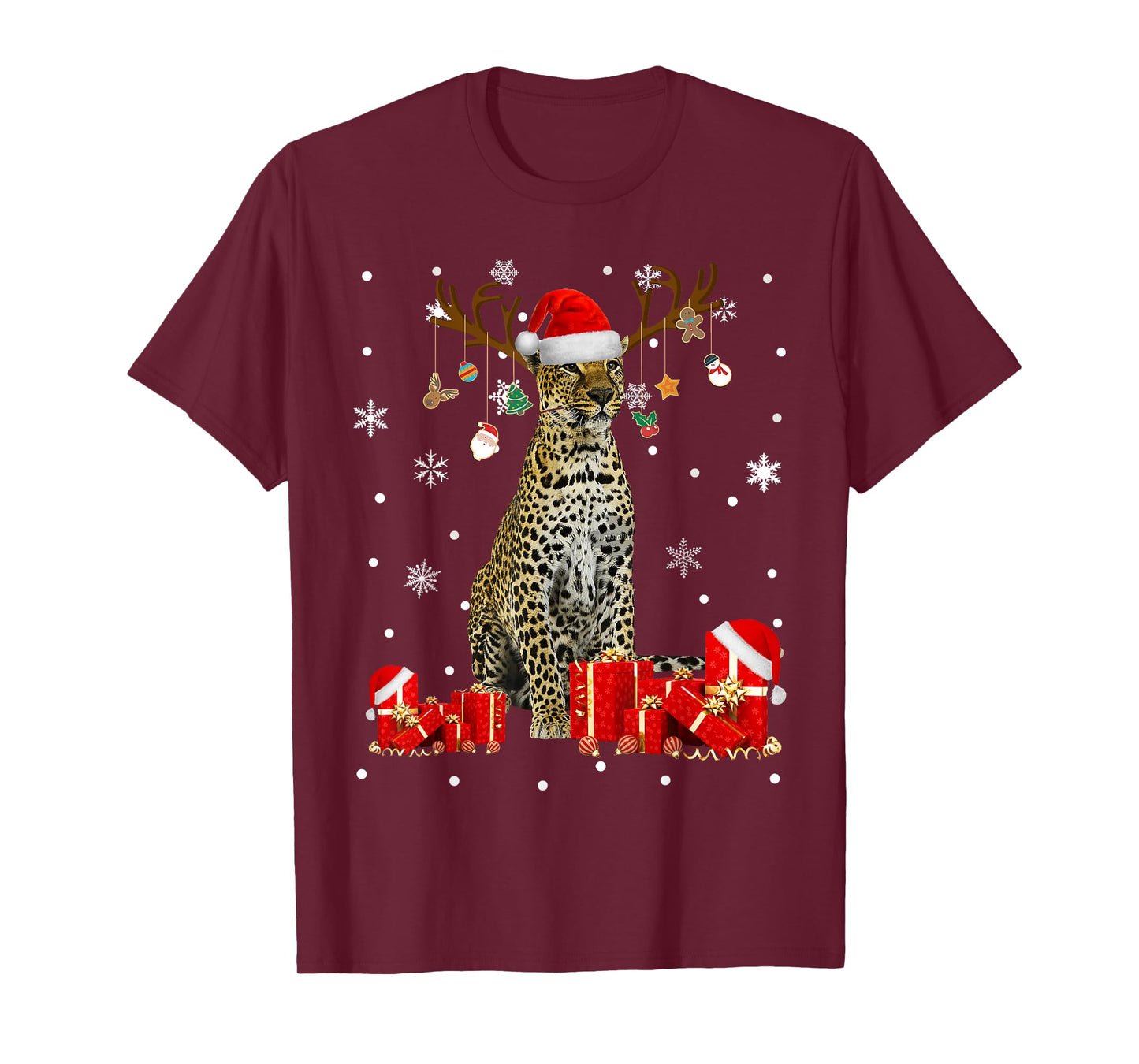 Christmas Cheetah Funny Santa Reindeer Cheetah Lover Gifts T-Shirt
