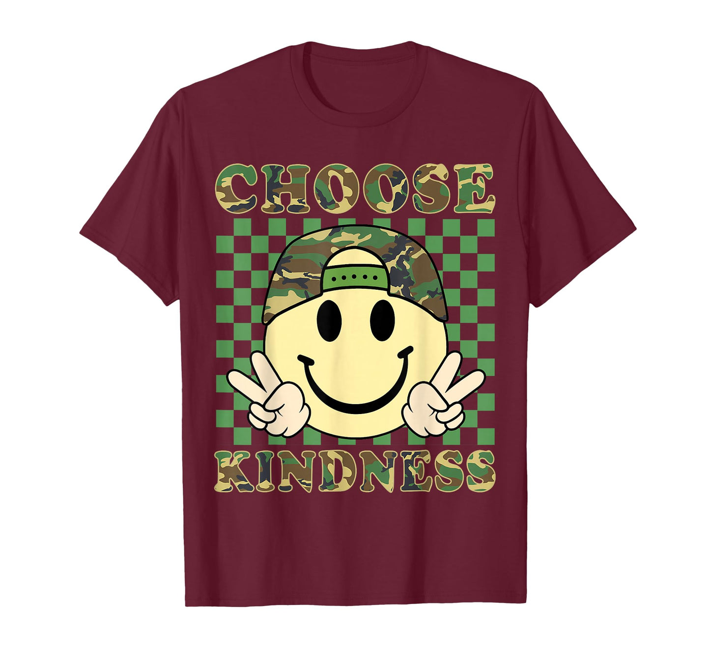 Choose Kindness Retro Camo Be Kind Inspirational Kids Boys T-Shirt