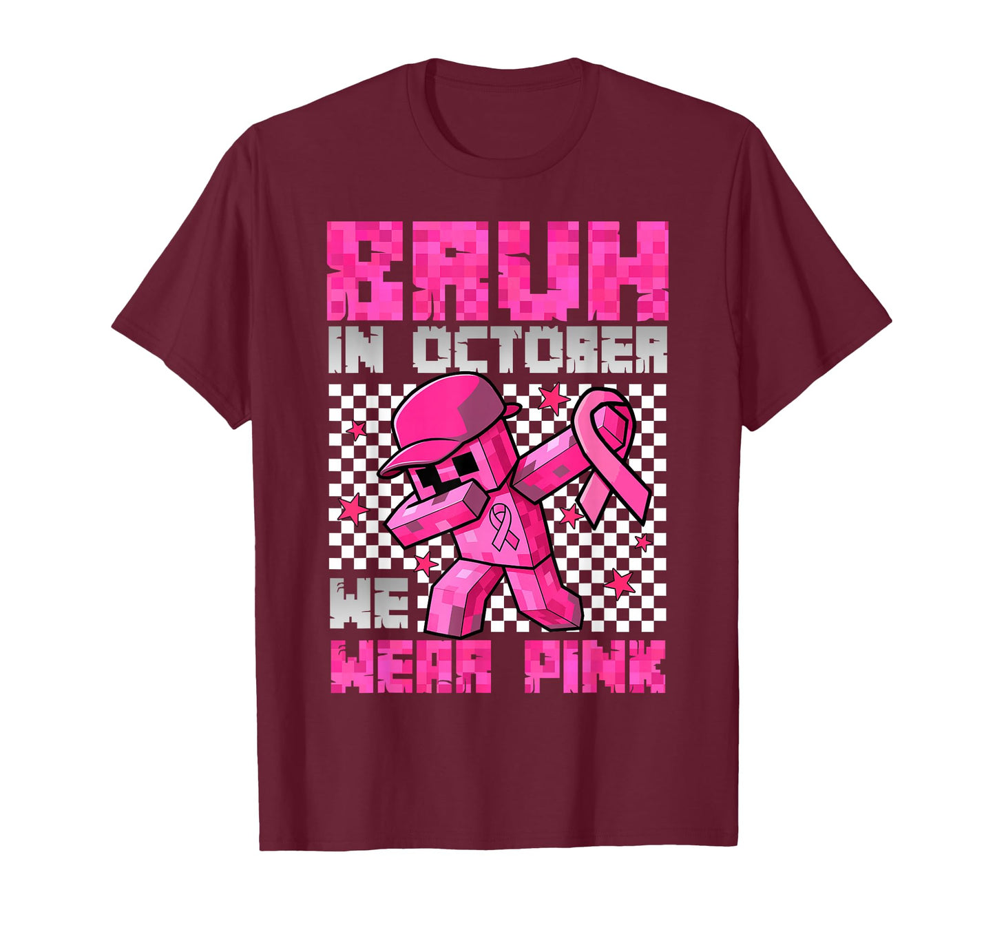 Bruh in October We Wear Pink Breast Cancer Game Kids Boy Men T-Shirt