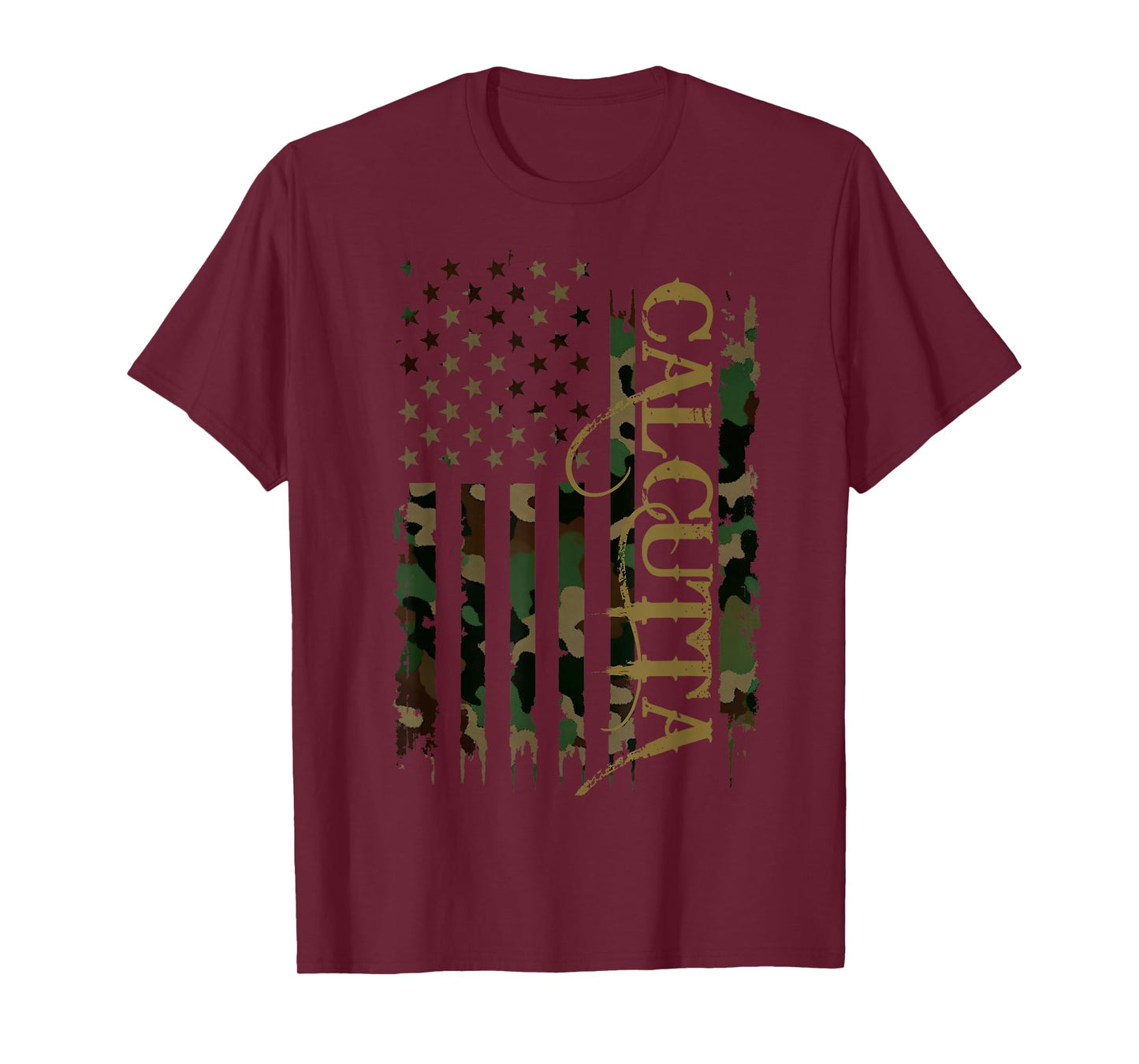 Calcutta United States Distressed Camo w US Flag T-Shirt